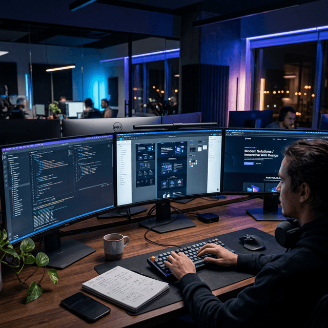 Developer working on web project